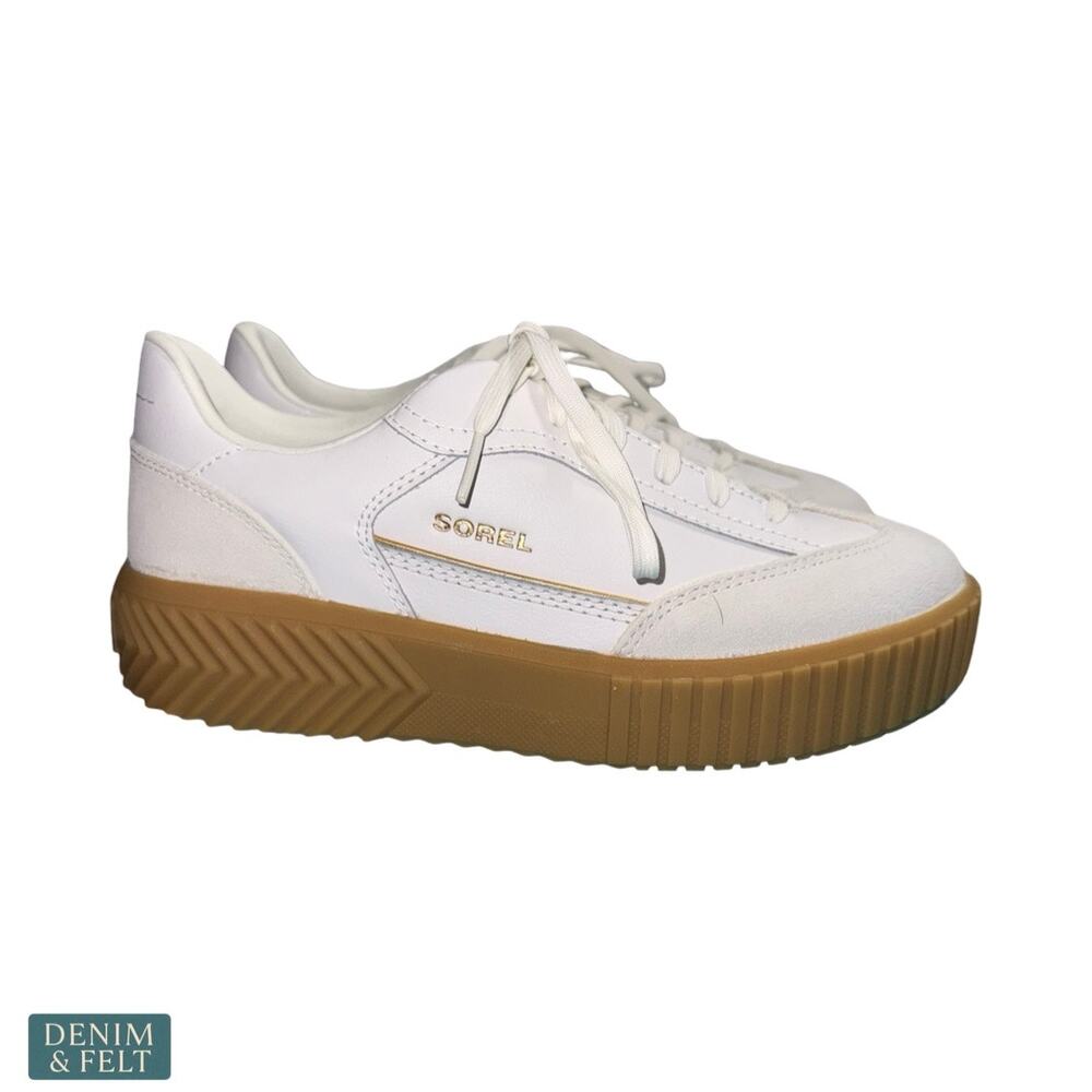 NEW Sorel Ona Ave T-Toe Sneaker Sea Salt Gum Platform Leather Retro Streetwear - Picture 9 of 16